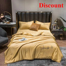 Axyaa Ice Silk Embroidered Quilt Set - Luxury European Style Cooling Blanket