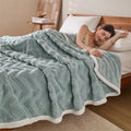 Axyaa Striped Taffeta Velvet Blanket: Soft, Warm Double-sided Plush Throw for Home & Office