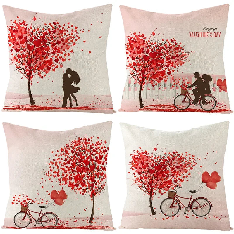 Valentine's Day Love Heart Cushion Cover 45x45cm by Axyaa