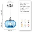 Axyaa Blue Bubble Glass Pendant Lights: Adjustable Hanging Fixtures for Living Room, Bedroom, Kitchen Island