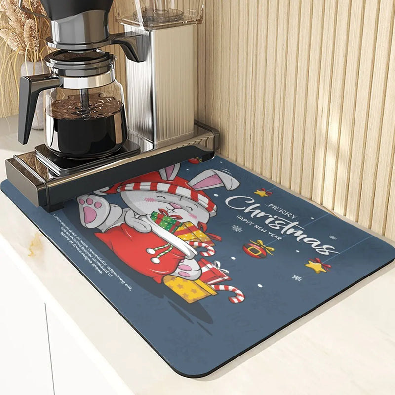 Axyaa Cute Rabbit Pattern Diatomaceous Earth Coasters Mats - Set of 4