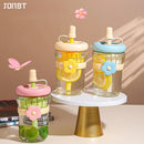 Axyaa Flower Tea Glass Cup with Straw - Cold Brew Tumbler for Juice, Coffee, Milk
