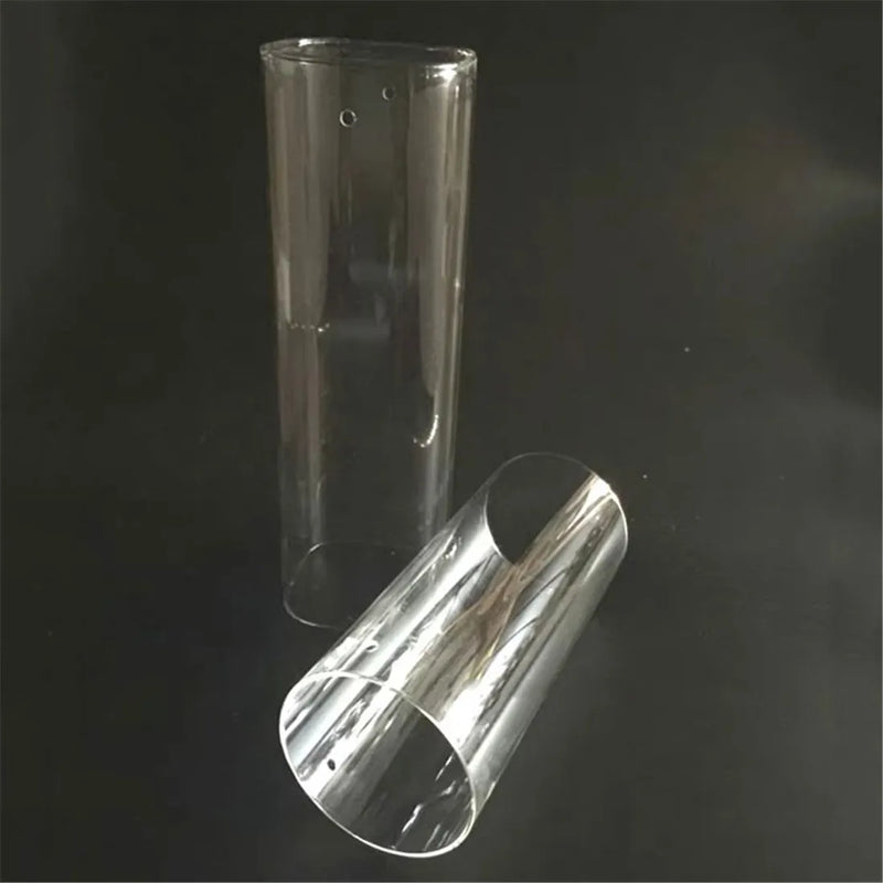 Axyaa Tall Glass Hurricane Lamp Shade with 3-Hole Candle Holder