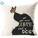 All You Need is Love and a Dog Linen Throw Pillow by Axyaa