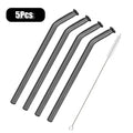 Axyaa Green Glass Drinking Straw Set with Cleaning Brush - 5 Pack