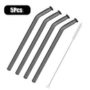 Axyaa Green Glass Drinking Straw Set with Cleaning Brush - 5 Pack