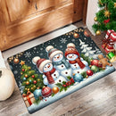 Axyaa Snowman Christmas Tree Welcome Mat — Non-Slip, Festive Design for Home & Kitchen
