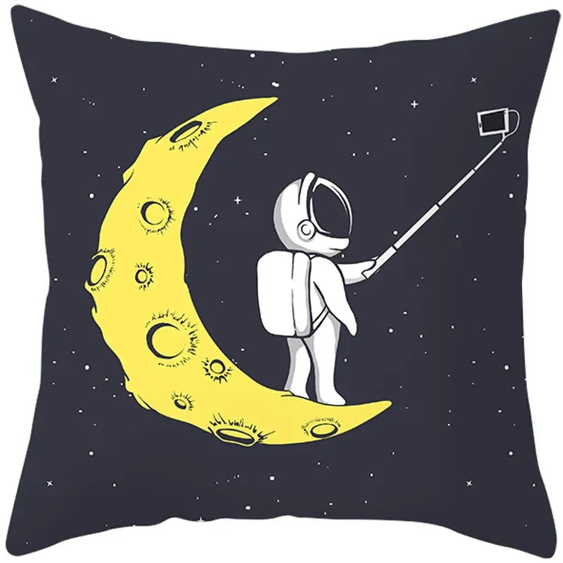 Universe Space Peach Skin Pillowcases by Axyaa - Cartoon Animation Pilot Cushion Cover