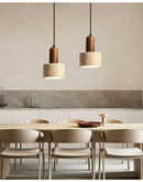 Axyaa Modern Wabi Sabi Travertine Droplight Yellow Marble Pendant Lamp for Dining Kitchen