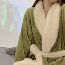 Axyaa Women's Plush Velvet Bathrobe | Warm Winter Dressing Gown & Pajamas