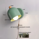 Axyaa Wood Iron LED Wall Lights with Pull Chain Switch, Modern Bedside Lamp