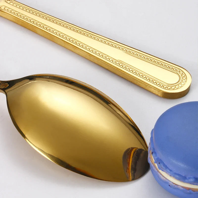 Axyaa 24pc Gold Stainless Steel Cutlery Set - Retro Style for Kitchen & Restaurant