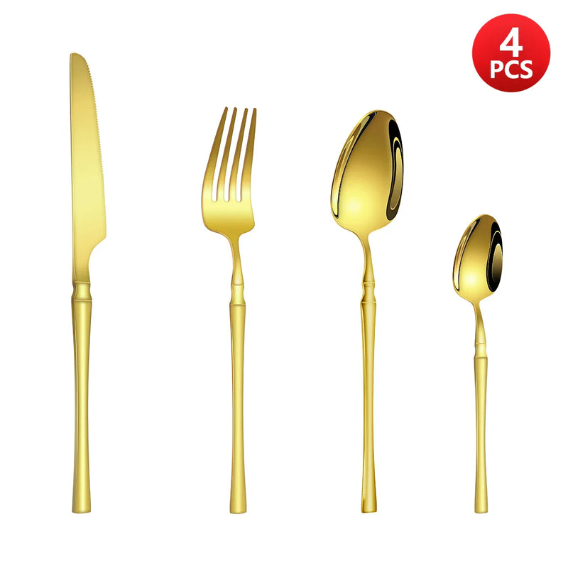 Axyaa Small Waist Gold Cutlery Set - Knife, Fork, Spoon Collection