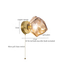 Axyaa Brass Vintage Glass LED Wall Sconce Bedroom Living Room Light