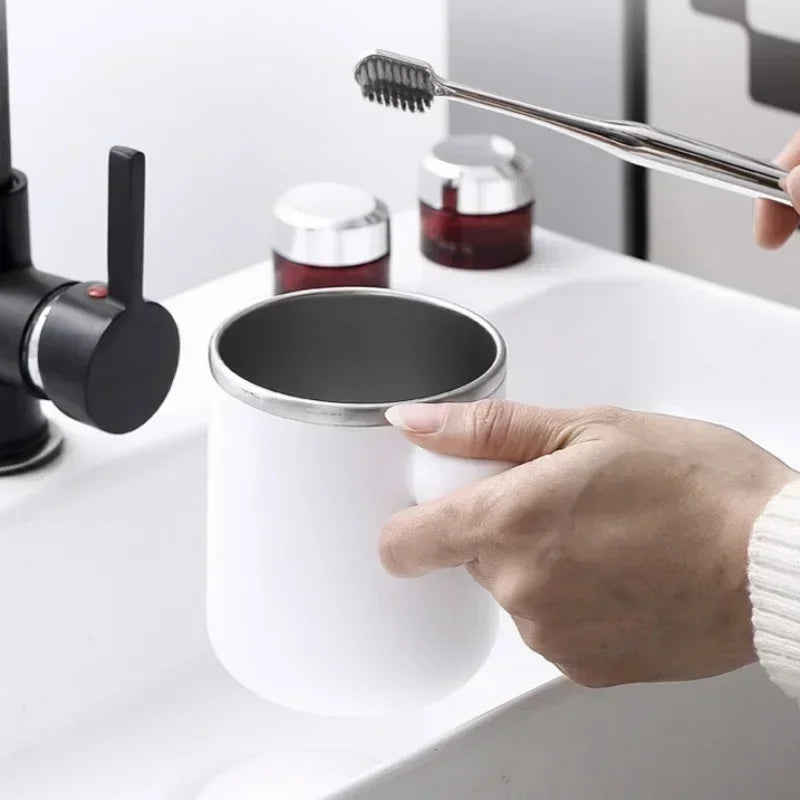 Axyaa Stainless Steel Toothbrush Cup for Home Bathroom, Kids Mouthwash Drinking Utensil