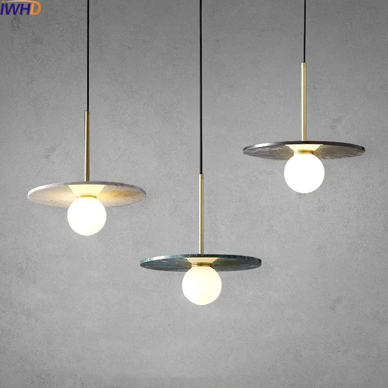 Axyaa Marble Copper LED Pendant Lamp for Modern Interiors