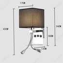 Axyaa LED Fabric Lampshade Wall Light with USB Charging Port & Adjustable Angle