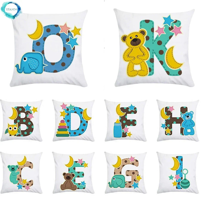 Axyaa Animal Letter Printed Decorative Polyester Pillow Cover for Home, Car, Sofa