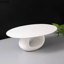 Axya High Foot Ceramic Dinner Plate - Pure White Oval Flat Plate