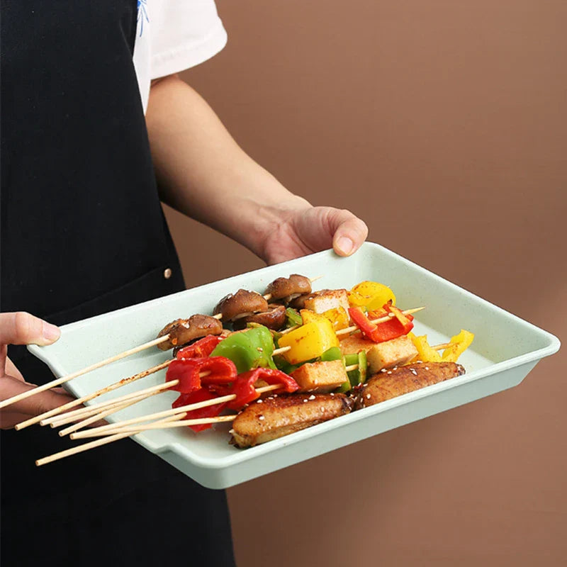 Axyaa Wheat Straw BBQ Tray: Large Capacity, Korean Style Dining Tray
