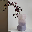 Axyaa Geometric Glass Vase for Stylish Flower Arrangement and Table Decoration