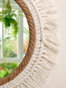 Axyaa Boho Hand Woven Wall Hanging Tapestry Nordic Wall Mirrors Decoration