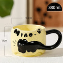 Axyaa Animal Stacked Cups Mug Set - Ceramic Coffee Latte Milk Cute Cat Design