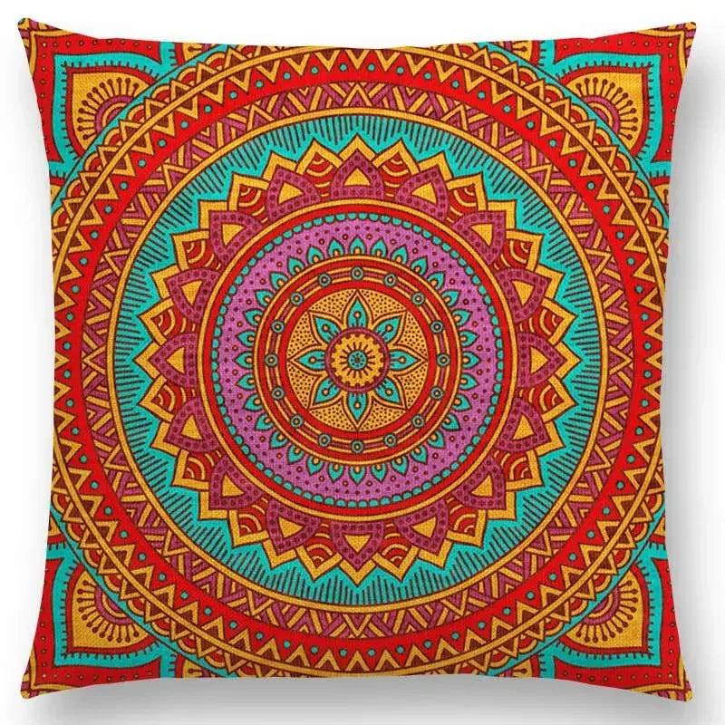 Axyaa Boho Rainbow Mandala Pillow Case Sun Moon Flowers Dream Fantasy Cover