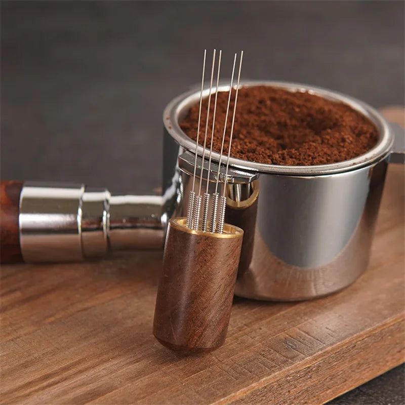 Axyaa Stainless Steel Espresso Stirrer Wood Handle Barista Tool