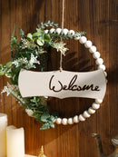 Axyaa Wooden Bead Ring Doorplate Wreath Ramadan Festival Hanging Ornament