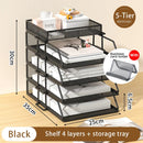 Axyaa Stackable Tray Desk Organizer & Holder for Paper Letter Accessories Black Office Home School