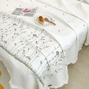 Axyaa Floral Embroidered Summer Blanket Set - Lightweight Quilted Comforter