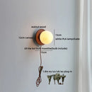 Axyaa Nordic LED Walnut Wood Glass Ball Wall Sconce, Pull Chain Switch, Modern Design
