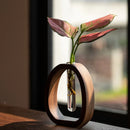 Axya Walnut Flower Ware: Solid Wood Glass Vase Stand for Creative Plant Arrangement