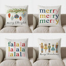 Axyaa Merry Bright Christmas Ornament Pillow Cover for Sofa Bedroom Car