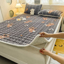 Axyaa Plush Velvet Mattress Topper Quilted Cover Bed Mat Linen Protection Pad