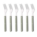 Axyaa Beige Silver Acrylic Handle Cutlery Set Stainless Steel Flatware Mirror Finish