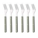 Axyaa Beige Silver Acrylic Handle Cutlery Set Stainless Steel Flatware Mirror Finish