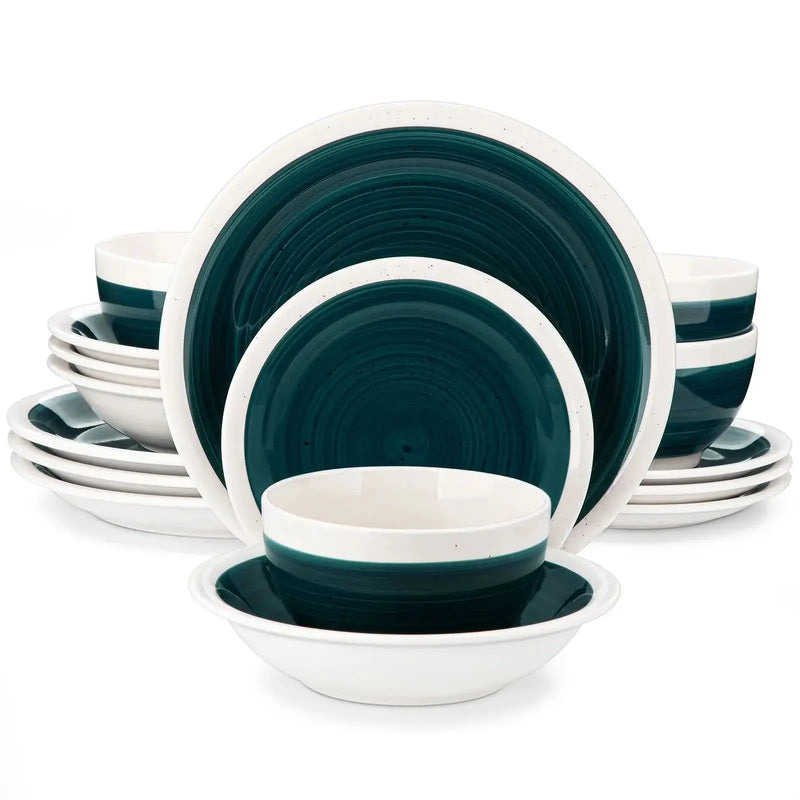 Axya Green Stoneware Tableware Set for 4/8 Person