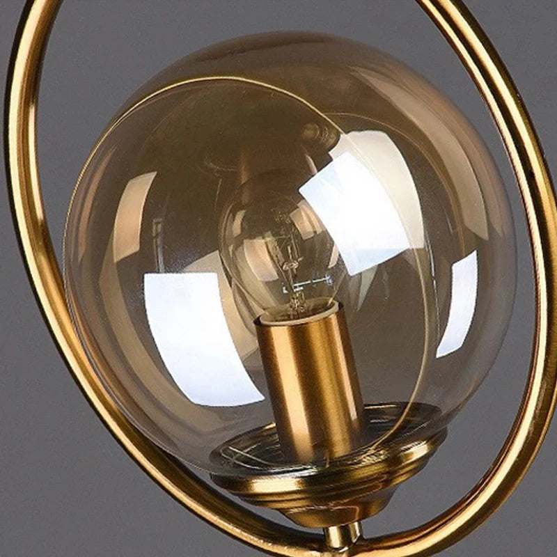 Axya LED Glass Ball Table Lamp with Brass Metal Ring for Living Room Bedroom