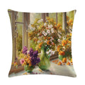 Sunflower Linen Throw Pillow Cover for Home Decor by Axyaa