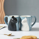 Axyaa 3D Cartoon Cat Ceramic Mug with Handle - Irregular Coffee Cup, Home Office Drinkware