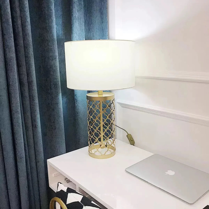Nordic Modern Axyaa Metal Base Table Lamp with Fabric Lampshade