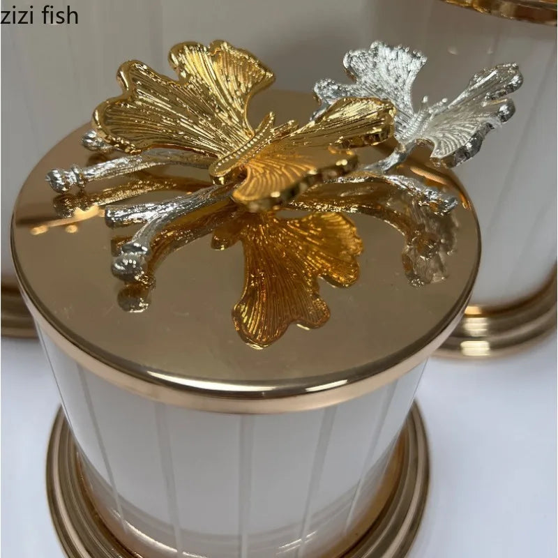 Axya Metal Cover Acrylic Storage Jar Candy Jars Food Organizer Desktop Container