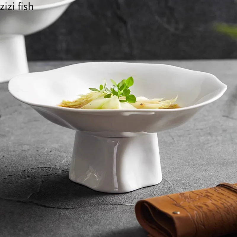 Axya Flower Ceramic Dessert Plate Set for Molecular Cuisine Display