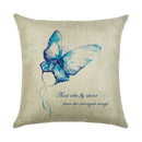 Axyaa Linen Butterfly Flower Sofa Cushion Cover 45*45 - Home Decor Printed Pillow Case