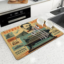 Axyaa Square Coffee Table Drain Pad - Absorbent & Anti-Slip Kitchen Mat
