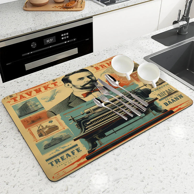 Axyaa Square Coffee Table Drain Pad - Absorbent & Anti-Slip Kitchen Mat