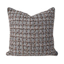 Axyaa Brown Wool Tweed Plaid Cushion - Luxury Modern Sofa Pillow