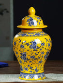 Axyaa Blue & White Porcelain Vase for Home Decor with Dracaena Sanderiana
